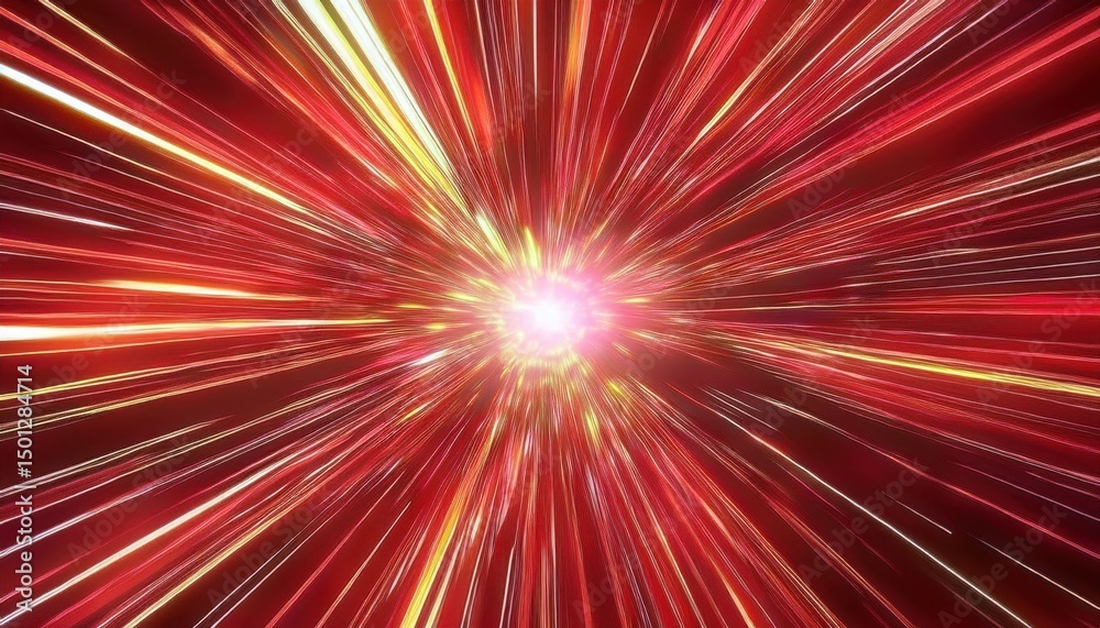 Aufkleber radiant cosmic burst of red and yellow light rays with motion blur effect for dynamic background, we