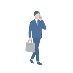 通勤中にスマホで話しているビジネスマン