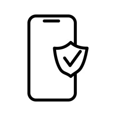 Mobile security icon. Simple line icon. Isolate on white background. Vector.