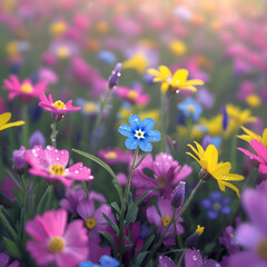 Fototapeta premium Beautiful purple flowers bloom in the garden, a lovely sight of nature's floral beauty in the spring or summer season