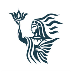 Hapi: Nile God with Lotus and Papyrus Vector