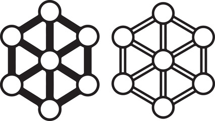 Network Connection Icon Set – Abstract Neural Node and Data Structure Vector Design in Line and Solid Styles