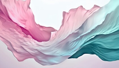 abstract pastel fabric wave in pink, white, and teal tones for elegant web design, branding backdrop, print decor, or minimalist digital art projects

