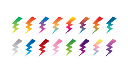 Set of vector lightnings. Design elements.