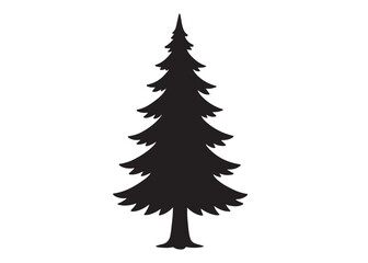christmas tree logo silhouette vector, Pine tree logo icon silhouette, Christmas Tree logo design vector illustration, vector silhouette of a pine tree logo silhouette on white background.