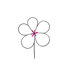 Simple line drawing of a flower with a purple center