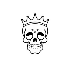 King skull crowned outline illustration