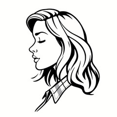 Serene woman profile line art illustration