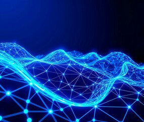 Futuristic Abstract Vector Blue Technology Background with Glowing Lines, Digital Mesh, and Connected Nodes Representing AI, Data Networks, and Virtual Communication Systems, technology background.