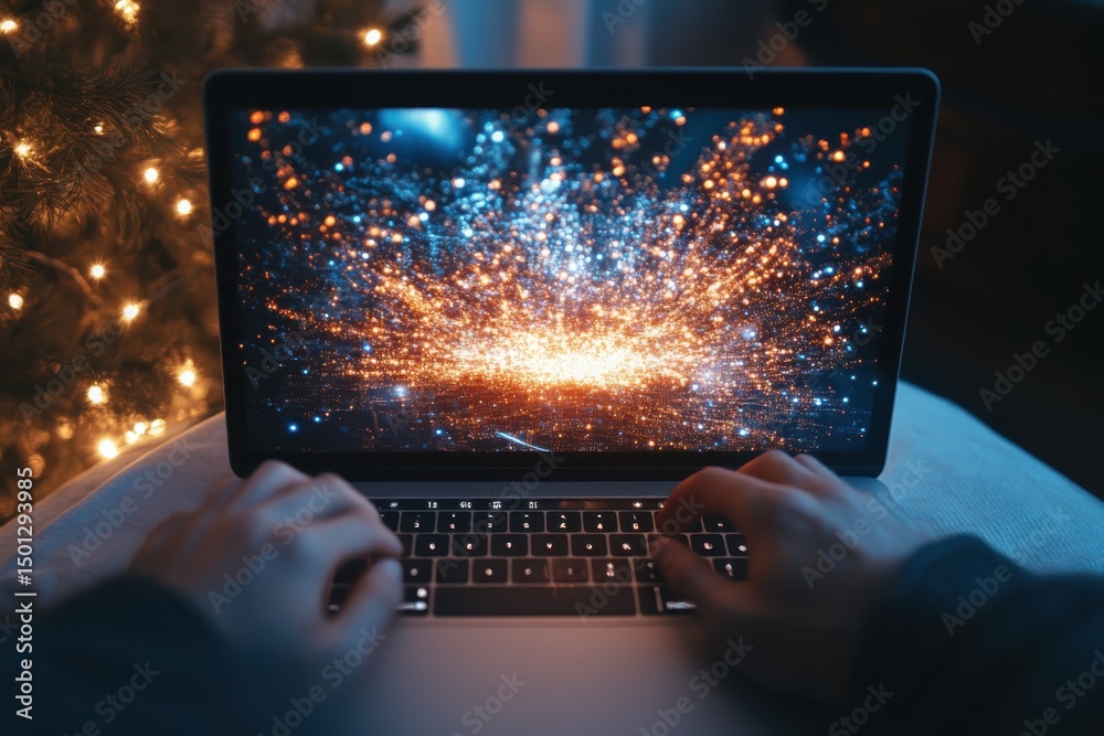 Fototapete creative digital art creation home office computer graphics cozy environment close-up view innovativ