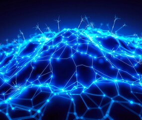 Futuristic Abstract Vector Blue Technology Background with Glowing Lines, Digital Mesh, and Connected Nodes Representing AI, Data Networks, and Virtual Communication Systems, technology background.