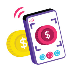Mobile Finance Vector style icon. Eps 10 file