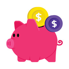 Piggy Bank Deposit Vector style icon. Eps 10 file