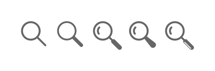 set of search icon, magnifier icon for internet, web design, ui ux and app icon element. in modern, minimalist, outline, flat and solid style