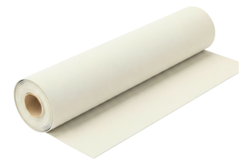 Large roll of blank white artist canvas material isolated on a transparent background