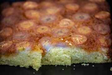 Traditional caramelized banana pie, typical Brazilian