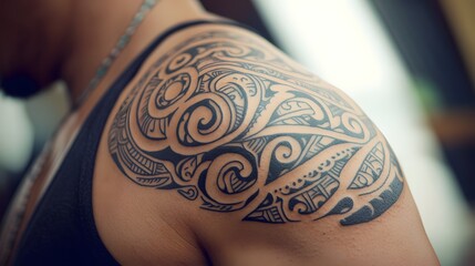 Maori tattoo design with swirling traditional patterns