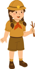 Scout Girl with Wooden Stick