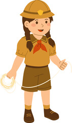 Scout Girl Holding Rope Smiling