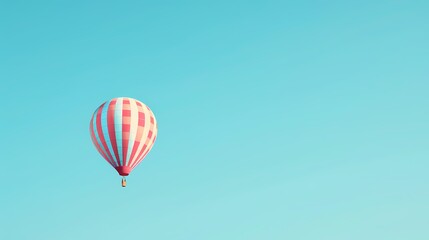 Fototapeta premium Single hot air balloon soaring in a clear blue sky. Concept of adventure, freedom, travel, and exploration.