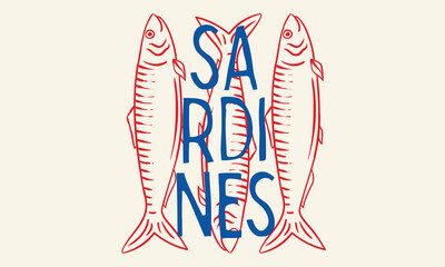 Seafood t shirt design. Sardines love club. In pure olive and lemon. Canned fish artwork. Sardines fish artwork for t shirt print, poster, sticker and other uses.