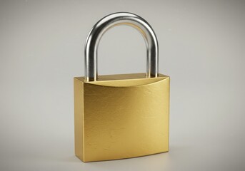 Naklejka premium Close up of a golden padlock with silver shackle