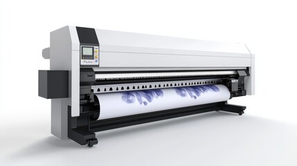 Large format printer is set up in a clean workspace, ready for high-quality printing of various materials.