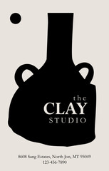 Modern art cutout design poster with a ceramic vase, English typography flyer design for advertisement, social media and home decor. Vector pottery illustration