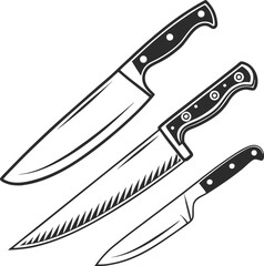  Kitchen knives vector illustration art