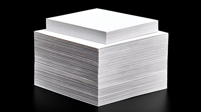 Stack of Blank Paper Sheets on Black Background.