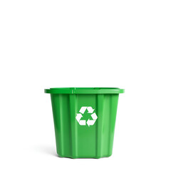 Green Recycling Bin On White Background
