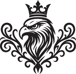 Abstract floral vector design with tribal black animal silhouette pattern