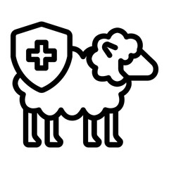 Sheep with shield icon representing health check