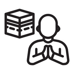 Man with Kaaba box representing pilgrimage