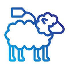 Sheep with tag symbolizing sacrificial animal