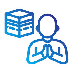 Man with Kaaba box representing pilgrimage