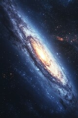 Fototapeta premium Stunning spiral galaxy in deep space. Vibrant colors and cosmic dust. Perfect for science fiction, astronomy, or space exploration projects.