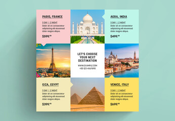 Travel Social Media Post Layout with Colorful Accents