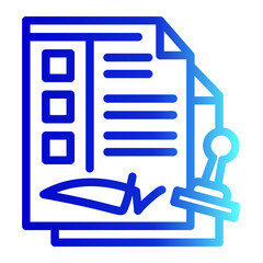 Obraz premium An icon representing a legal contract or agreement. Ideal for business deals, certifications, partnerships, and official documentation. (Outline Gradient Style)