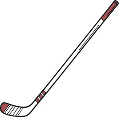 Hockey Stick Cartoon Illustration - Ice Hockey Sports Equipment, Wooden Hockey Stick Drawing, Athletic Gear Vector, Clipart, Hockey Stick Art Image, Rink, Puck, Competition, Player, Game