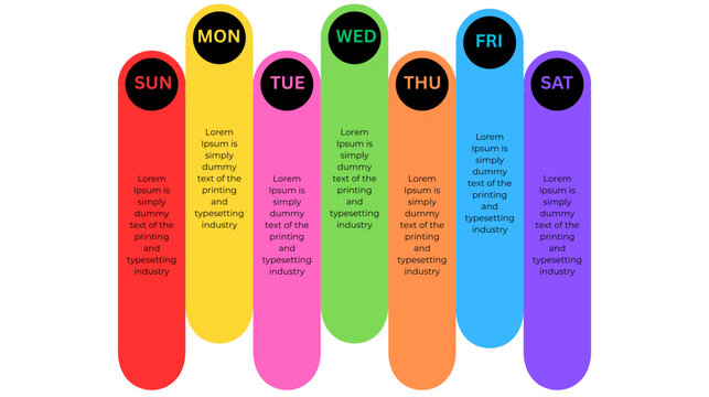 Weekly infographic schedule action-packed days colorful design weekly overview vibrant environment top-down view