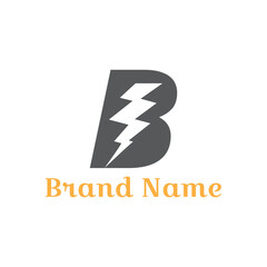 Abstract business company logo vector icon design symbol illustration. Letter B with bolt in negative space logo.
