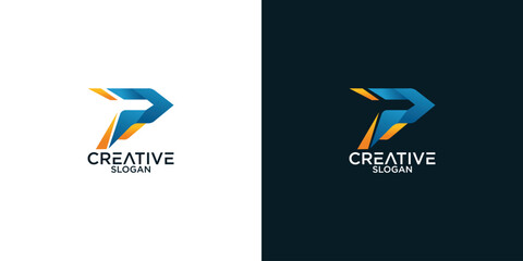 letter p abstract geometry logo vector design
