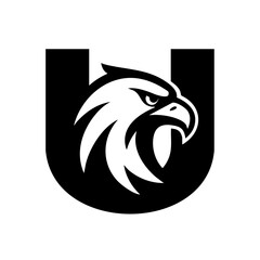 Eagle and Letter U Logo Icon Symbol Emblem