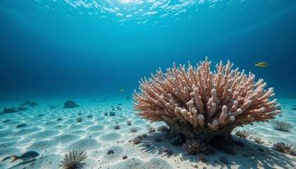 Vibrant Underwater Scene Coral Reef Tropical Fish and Sandy Ocean Floor