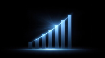 Ascending Blue Bar Graph Showing Exponential Growth and Success in Business