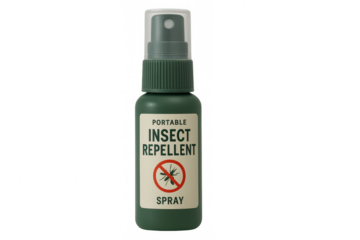 Portable insect repellent spray bottle on transparent background