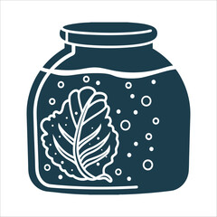 Fermenting Cabbage in Glass Jar with Bubbles