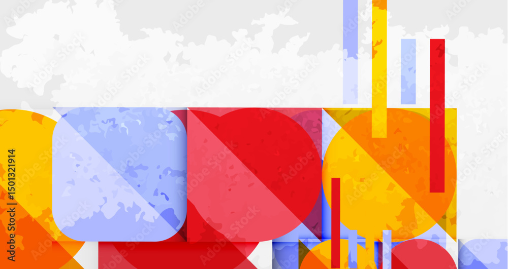 Aufkleber abstract geometric composition. rectangles, lines create textured background. bright colors dominate