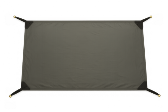 Camping tarp with reinforced corners on transparent background